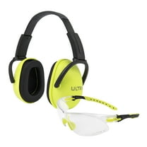 Ultrx Sound Blocker Youth Ear And Eye Protection Combo, Lime, Anti-scratch & Anti-fog Coated Lenses