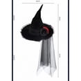 thumbnail image 3 of A-Waroom 1 Pcs Velet Witch Hat with Long Veil and Flower, 3 of 9