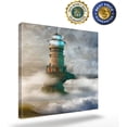 thumbnail image 2 of Square Wall Art Canvas Oil Painting, Lighthouse in Roaring Ocean Wave Office Artworks for Bedroom Living Room Bathroom Home Decor, Stretched and Wooden Ready to Hang, 16x16 Inch, 2 of 6