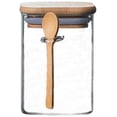 thumbnail image 1 of Pot en Verre Carré avec Cuillère Pot Hermétique Transparent pour Rangement 800ML, 1 of 4