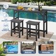 thumbnail image 3 of Bstjewey 3Pcs Outdoor Bar Set, 55" Rectangular HIPS High Table & 2 Bar Stools, for Patio, Poolside, Balcony, or Deck,Black, 3 of 7