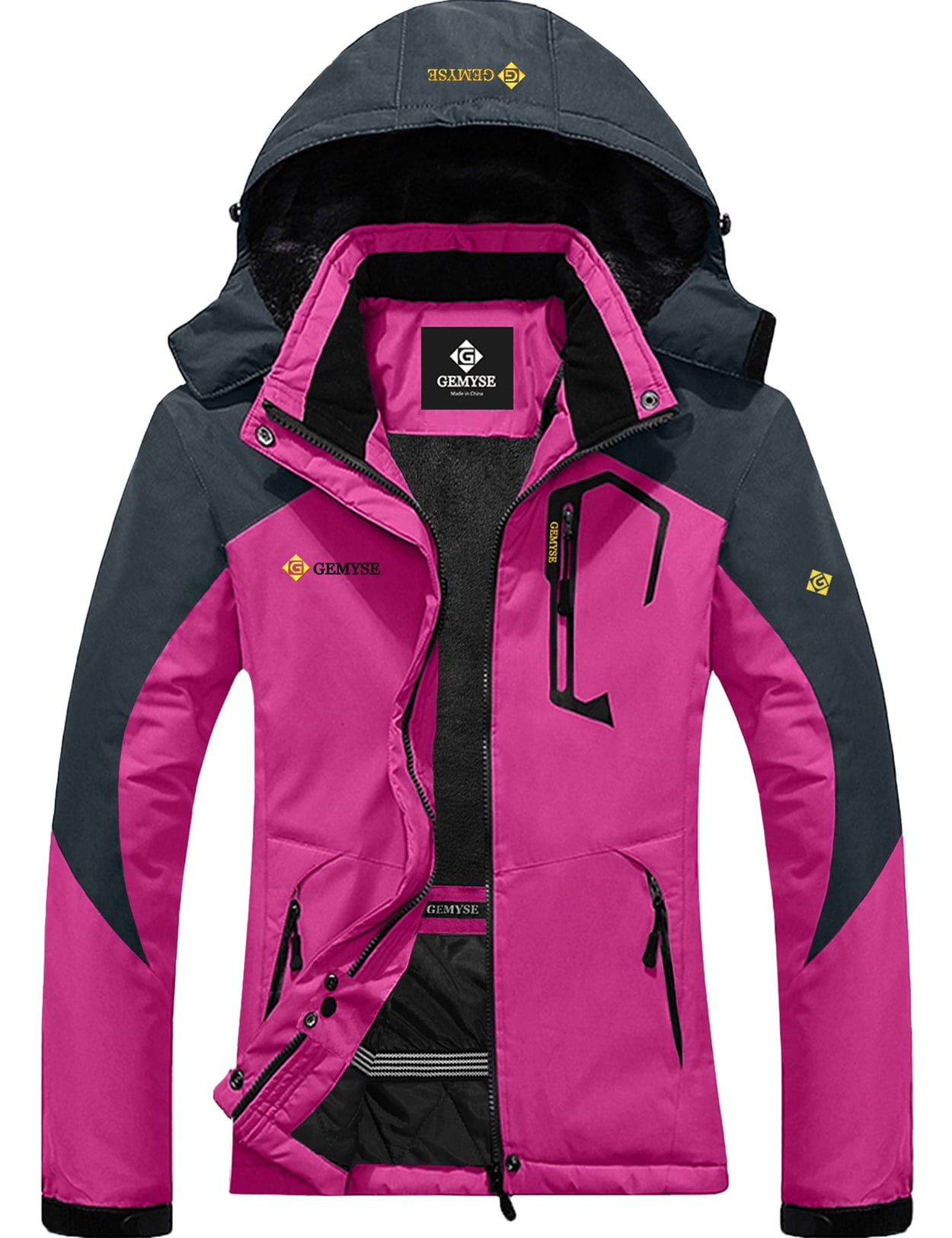 GEMYSE Girls Waterproof Ski Snow Jacket Fleece Windproof Winter Jacket with Hood