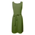 thumbnail image 3 of Women Summer Casual Fashion Round Neck Sleeveless Tie Pocket Casual Dress Women Dresses below The Knee Tight Summer Dress for Women Dresses for Women Casual Summer Swing Dresses for Women Knee Length, 3 of 3