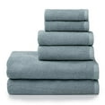 thumbnail image 2 of Welhome Franklin 100% Cotton Textured Towel (Dusty Blue) - Set of 6 - Highly Absorbent - Combed Cotton - Durable - Low Lint - 600 GSM - Machine Washable : 2 Bath Towels - 2 Hand Towels - 2 Wash Towels, 2 of 3