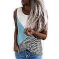 thumbnail image 1 of Nouveau T-shirt Sans Manches à Col Rond Rayé Contrasté pour Femmes, 1 of 7
