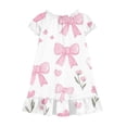 thumbnail image 4 of ITSAME Girls Summer Dresses Bow Print Puff Sleeve Ruffle Hem Loose Casual Homewear Dresses Multicolor Size 8-9, 4 of 9