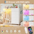 thumbnail image 4 of Dresser with Hanging Rack, Reversible 6 Drawers Dresser with Led Lights & Charging Station, Fabric Closet Dressers & Chest of Drawers with Clothes Rack for Girls, 4 of 7