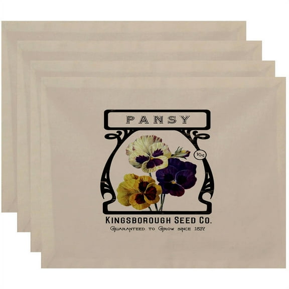 Simply Daisy 18" x 14" Pansy Floral Print Placemats, Set of 4