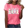 thumbnail image 1 of Mujeres Manga Corta de Verano Tops Pascua Impresa Cuello Redondo, Blusa de Moda Casual para la Primavera, 1 of 4