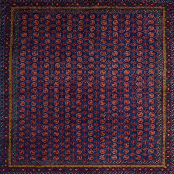 Ahgly Company Machine Washable Indoor Square Abstract Burgundy Red Area Rugs, 4' Square