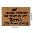 thumbnail image 3 of Fun Slogan Door Mat House Warming Gift Coir Mat‘OH!I THOUGHT SOMEBODY WIT SHOES ON WAG TRYNA STEP IN MY HOUSE!’ Welcome Entrance Mat 16''x24'' Summer Door Mats for Home Garden Farm Spring Decor, 3 of 7