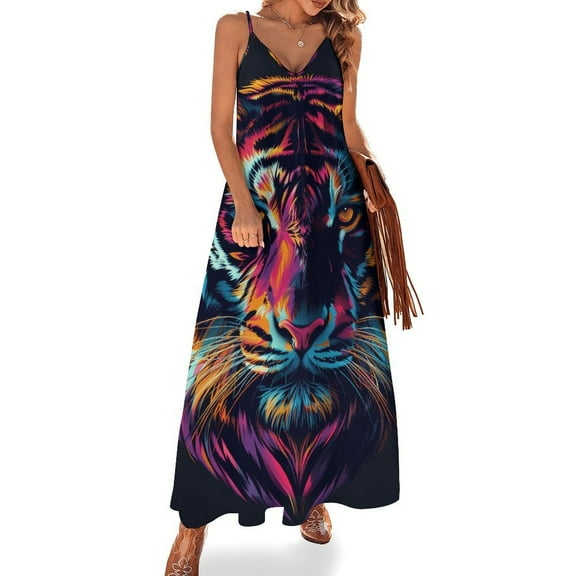 Tiger Animal Graffiti Fine Art Sleeveless Dress Summer Dress Woman 2025