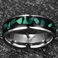 thumbnail image 2 of 8mm Men's Dome Polished Silver Inlaid With Large Pieces Of Broken Malachite, 2 of 5