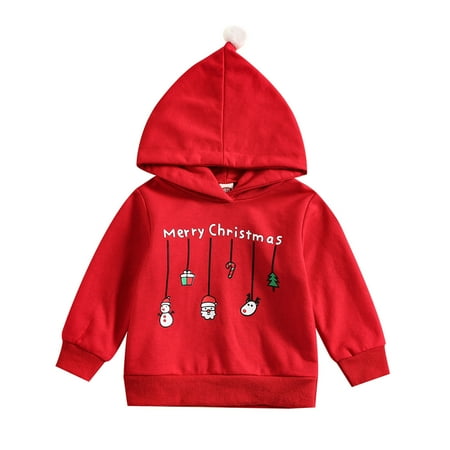 

NECHOLOGY Kids Zip Sweatshirt Toddler Boys Girls Christmas Long Sleeve Snowman Santa Prints Hooded Kids Sweatshirt Girls Childrenscostume Red 18-24 Months