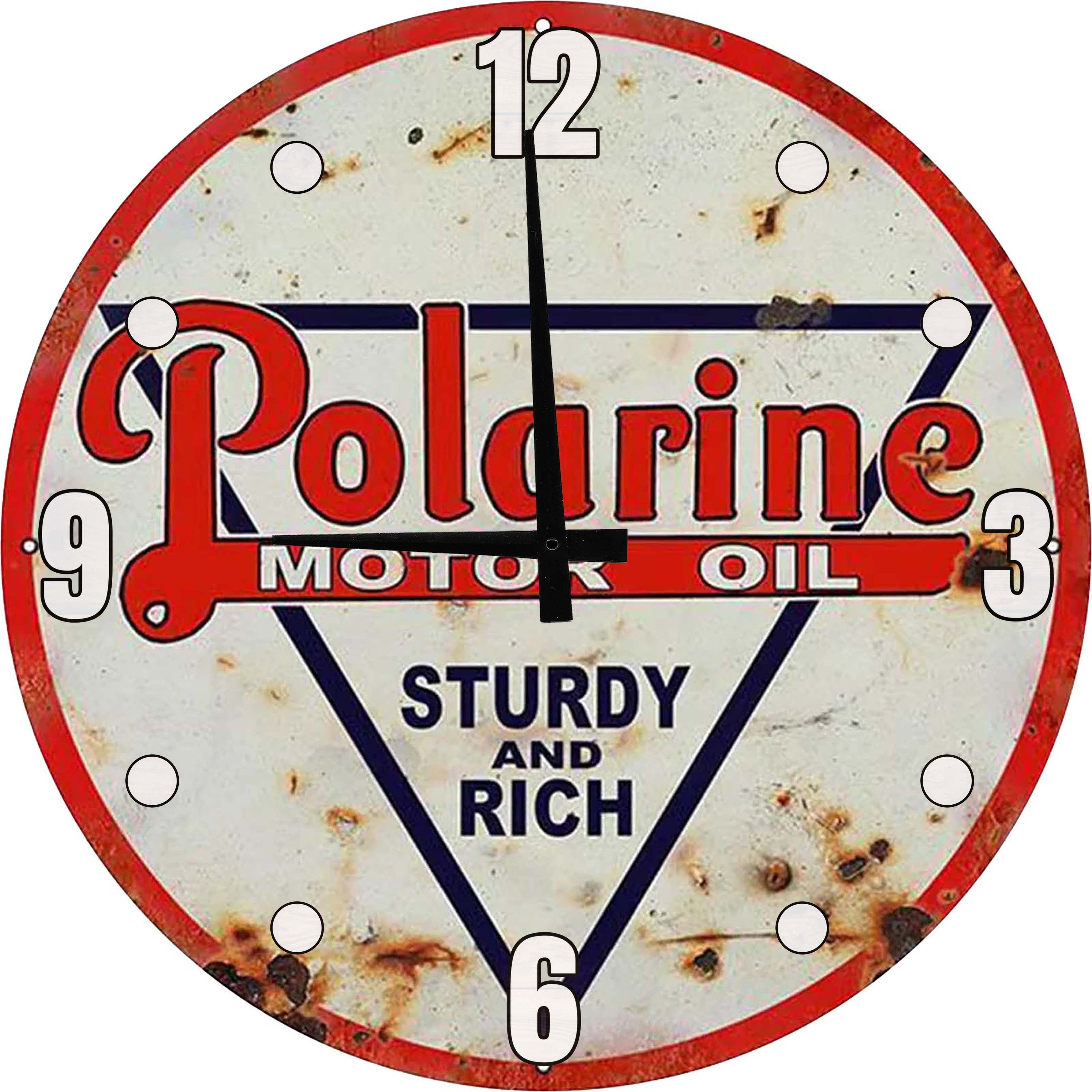 Wood Wall Clock Vintage Motor Oil Garage Large Wall Clock 18 Inch Round