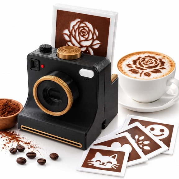 LatteShot One-Click Coffee Art Camera, Coffee Printer Latte Art, 3D Coffee Art Printer with Reusable Stencil Cards for Cappuccino