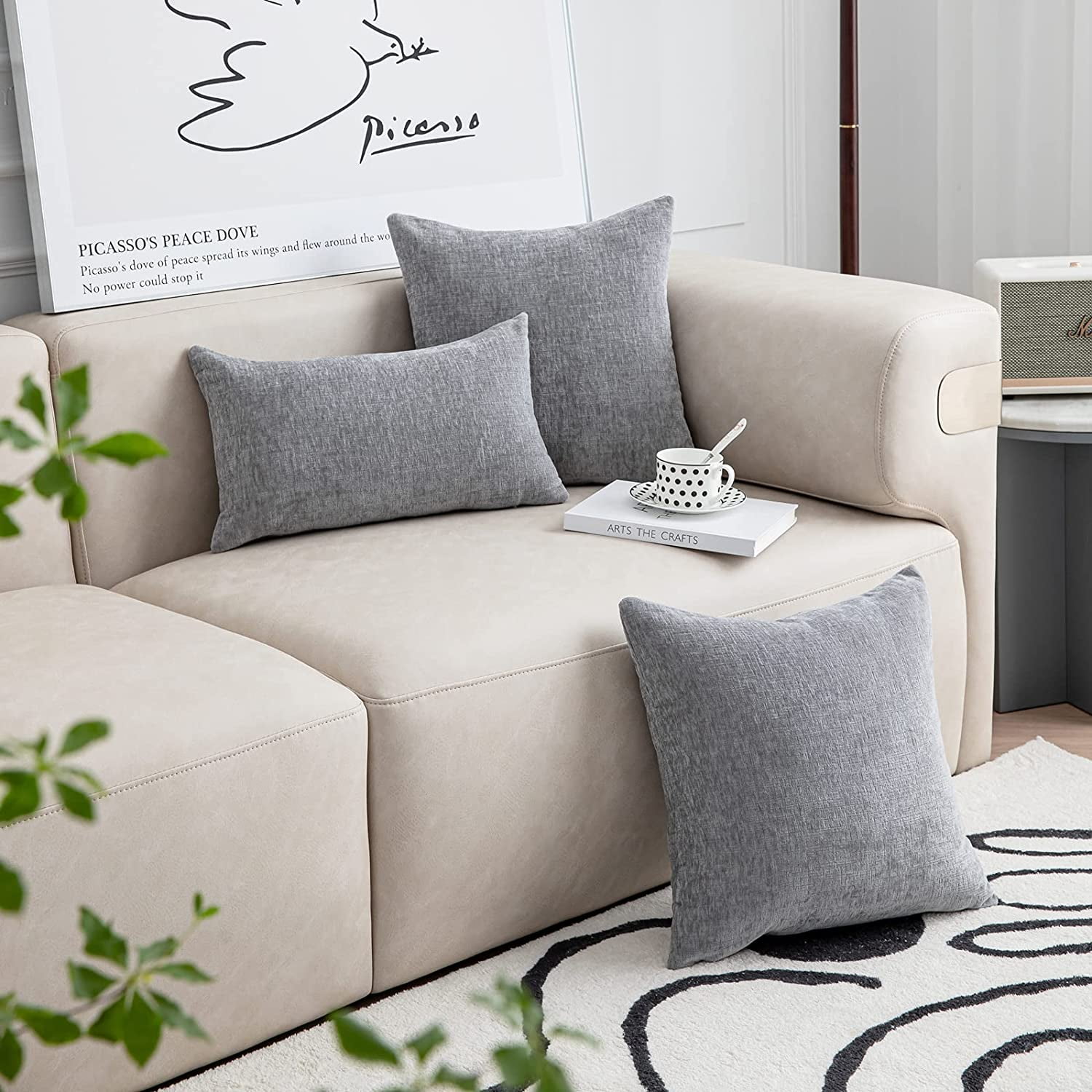 Large Grey Pillow Covers 24x24 Inch Set of 2 Modern Farmhouse Rustic Decorative Throw Pillow Covers Square Cushion Case for Living Room Home Sofa Couch Decoration Walmart