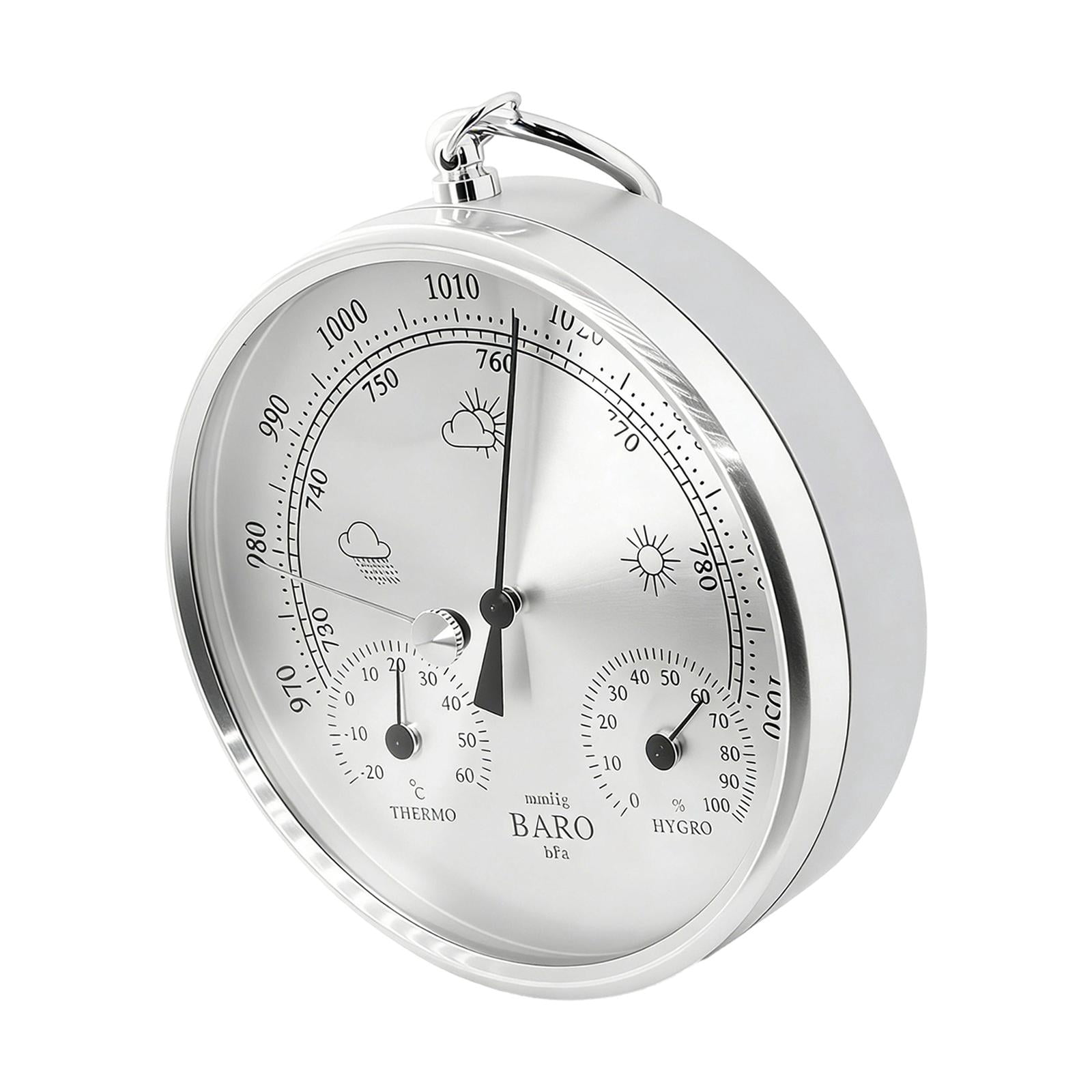 WLPZXP Barometer Thermometer Hygrometer Weather Station for Home Office Living Room Silver