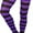 Black w/ Purple Stripes, variant on ToBeInStyle Womens Vibrant Horizontal Wide Striped Thigh High Stockings - Black w/ Purple Stripes - One Size
