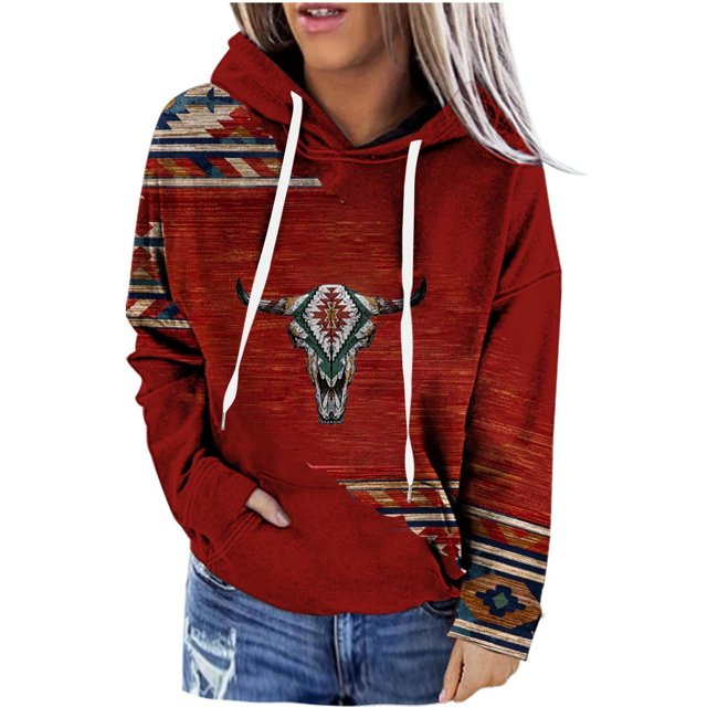 Pntutb moda mujer manga larga otoño camiseta impresión bolsillos con capucha blusa tops Pntutb Pntutb-5449
