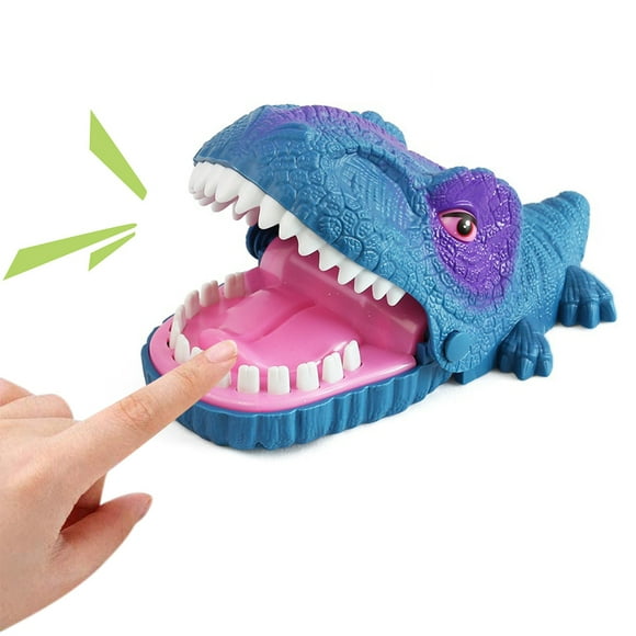 Dinosaur Biting Finger Game, Dino Teeth Toy Parent Child Game Improve Speed Safe Sound Light Endless Fun Blue Lightweight for Bar