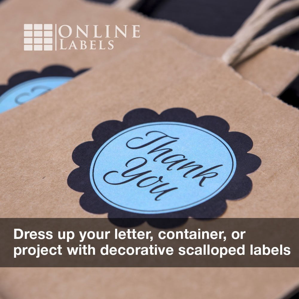 2.5 Inch Scalloped Round Labels - Inkjet/Laser Printer - Online Labels (100 Sheet Pack)