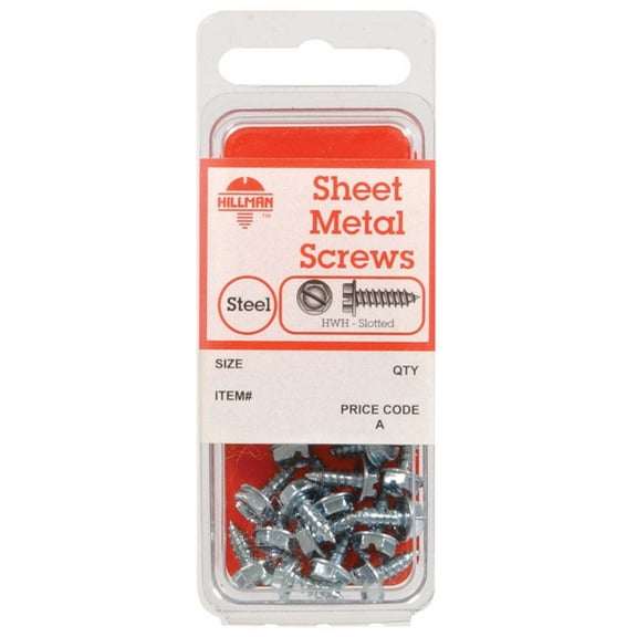 Hillman 5311 Steel Sheet Metal Screws Hex Head, 8" x 1", Carded 10