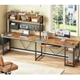 thumbnail image 2 of SEDETA L Shaped Gaming Desk with Hutch, 57.5” Reversible Corner Computer Desk with Storage Shelves, Gaming Desk with Pegboard, LED Lights, Power Outlet, Keyboard Tray (Rustic Brown), 2 of 15