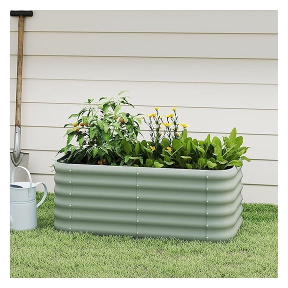 Galvanized Raised Garden Bed, Outdoor Planter Bed, Metal Planter Box for Gardening and Planting,4x2x1.5ft, Light Green