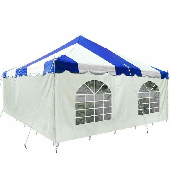 Party Tents Direct Weekender Outdoor Canopy Pole Tent with Sidewalls, Blue, 20 ft x 20 ft