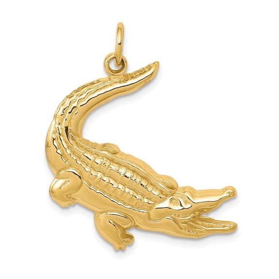 14k Yellow Gold Alligator Charm - 2.3 Grams - Measures 31x23mm Wide