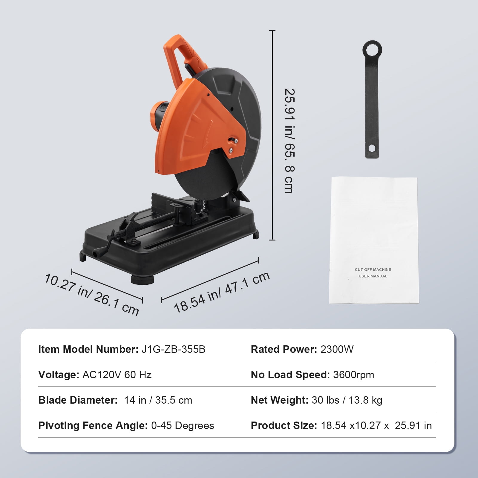 KFFKFF SLQGJYC146AZNZ2KXV1342 J1G-ZB-355B 2300W 120V, 14 in Mitering Chop Power Saw, 3600 RPM