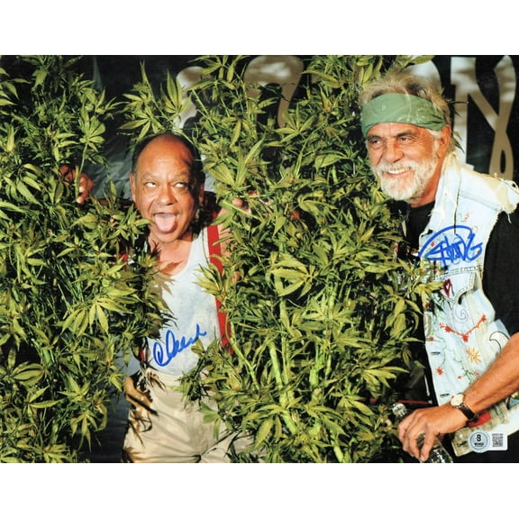 Cheech Marin & Tommy Chong Dual Autographed 11X14 Photo w/Plants Pose BAS