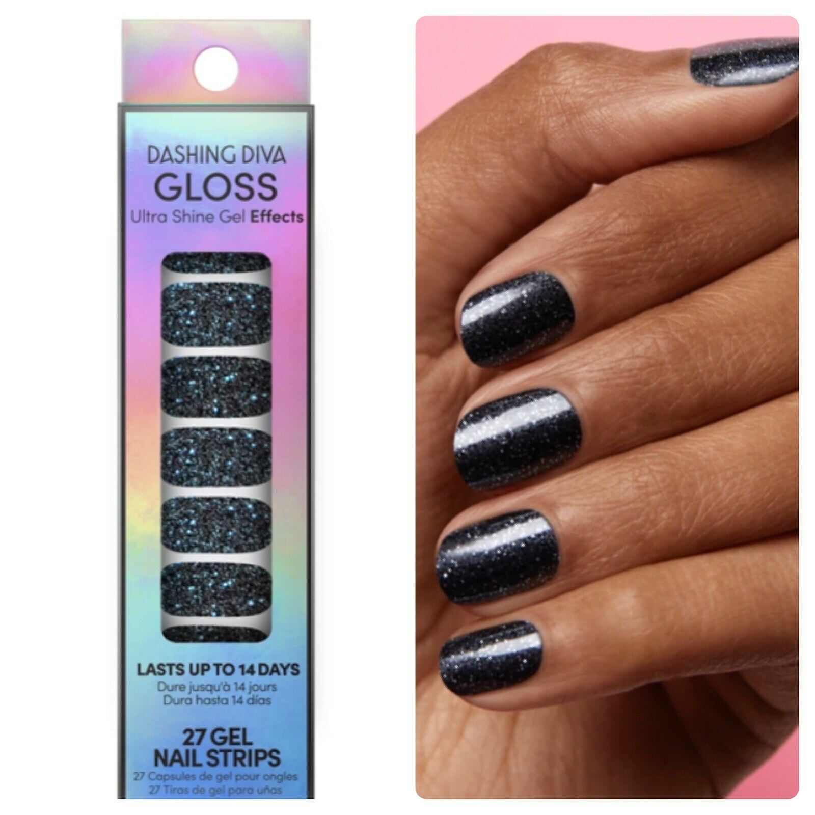 2 Pack Dashing Diva Gloss Ultra Shine Gel Color Nail Strips - Ghosted -  