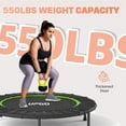 thumbnail image 2 of UPGO 550 LBS Foldable Mini Trampoline, 48" Fitness Trampoline with Bungees, U Shape Adjustable Foam Handle, Stable & Quiet Exercise Rebounder for Kids Adults Indoor/Garden Workout, 2 of 8
