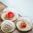 thumbnail image 4 of Dream Lifestyle Tent Basket Food Serving Tent Basket, Bamboo Serving Food Tent Basket Hand-woven Food Serving Basket Dustproof Round Picnic Basket Covered Vegetable Fruit Food Storage Basket, 4 of 8