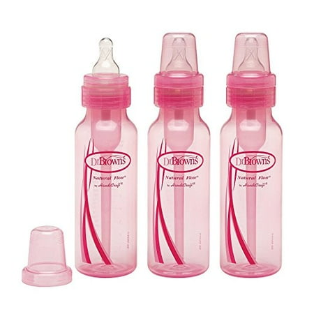 Dr. Brown's Baby Bottles Original Natural Flow 8 Oz. - Pink - 3 Pack