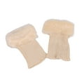 thumbnail image 2 of Fairnull Women Solid Color Faux Fur Crochet Knit Leg Warmers Cuffs Toppers Boot Socks, 2 of 8