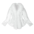 thumbnail image 2 of Women's Faux Fur Jacket, Elegant Thick Warm Fake Fur Coat, Plush Open Front Cardigan Coat for Women, Cozy Winter Outerwear for Daily and Casual Wear - White, 2 of 9
