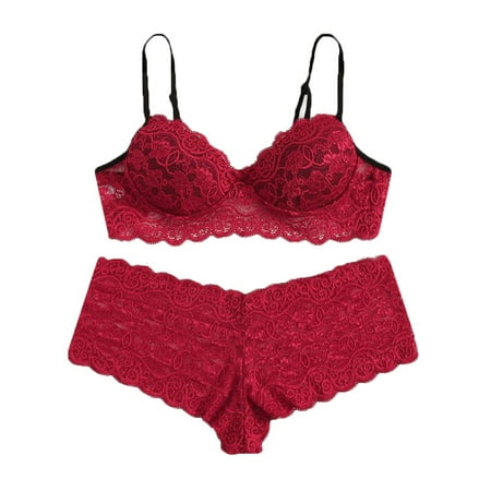 

Qcmgmg Bra and Panty Set for Women Off-Shoulder Polka Dot Babydoll Bow Polka Dot Sexy Lingerie Set 6XL