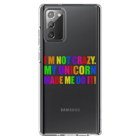 DistinctInk Clear Shockproof Hybrid Case for Galaxy Note 20 ULTRA (6.9" Screen) - TPU Bumper Acrylic Back Tempered Glass Screen Protector - I'm Not Crazy My Unicorn Made Me Do It