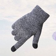 Men's Warm Knitted Winter Gloves with Touchscreen Compatibility, Windproof and Outdoor Gloves - Model G19772AB Black White