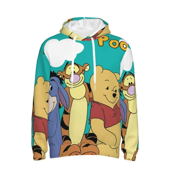 Winnie The Pooh Trendy Cartoon Men'S Fleece Hooded Hoodie, hoodies for women men with pockets,Fall Fashion 2025 Pullover Sweaters Winter Clothes