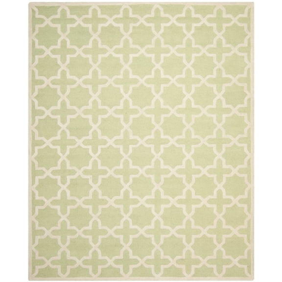 SAFAVIEH Cambridge Liz Geometric Wool Area Rug, Light Green/Ivory, 8' x 8' Round