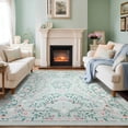 thumbnail image 2 of 5x7 Area Rug Living Room Rugs - Washable Vintage Floral Soft Thin Large Rug Indoor Floor No Slip Rug Carpet for Bedroom Under Dining Table Home Office Decor - Green, 2 of 8