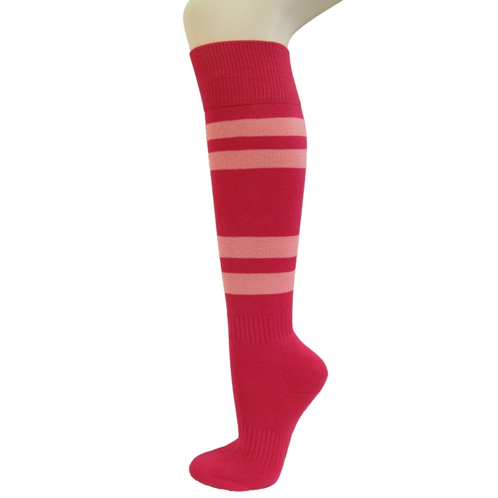 Couver Couver Premium Hot Pink Softball/Sports Striped Knee High