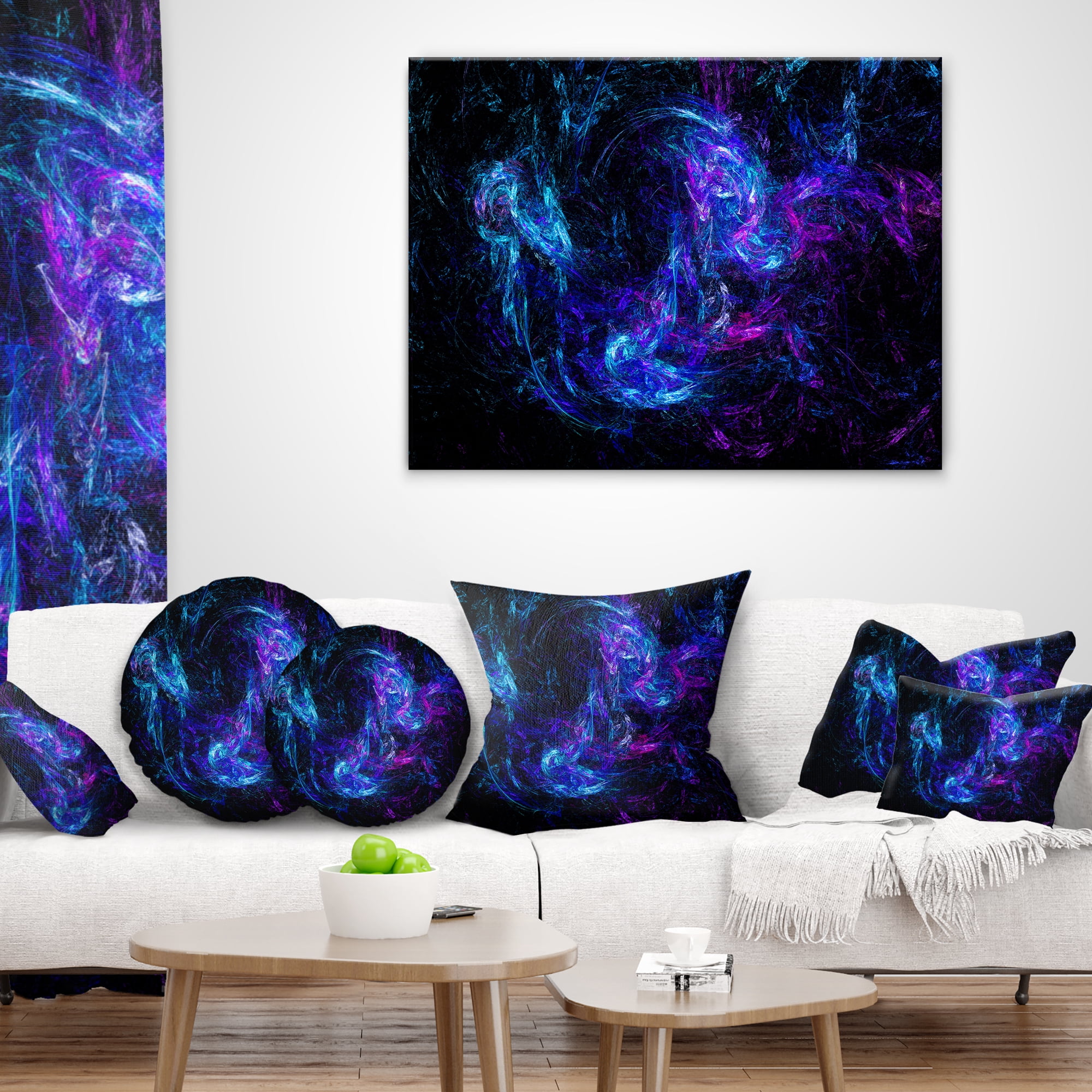 Designart Blue Chaotic Strokes - Abstract Throw Pillow - 18x18