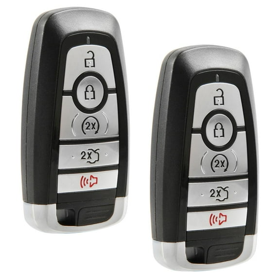 KeylessOption blank key   remote fob for Ford F150 (164-R8149, 164-R8162, 164-R8244) 5-button fob with remote start, remote trunk release, 2 pack