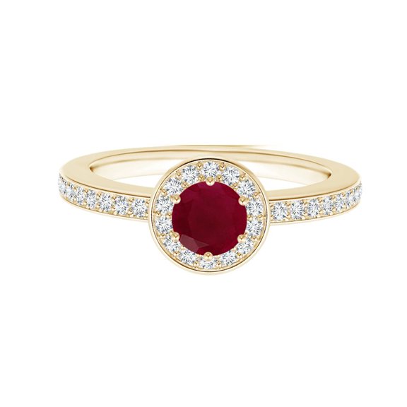 Solitaire Round 0.55 Ctw Ruby 925 Sterling Silver White Accents Women Ring
