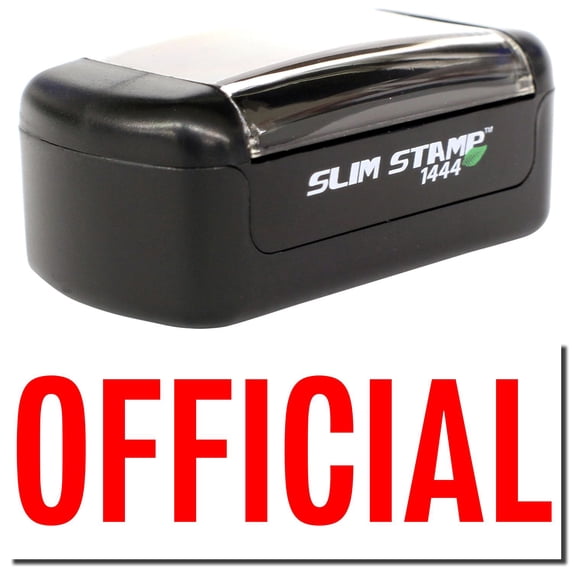 Slim Pre-Inked Official Stamp, Slim 1444, Ultra Slim Design, Impression Size 1/2" by 1-3/4", Up to 25,000 Impressions - Red Ink
